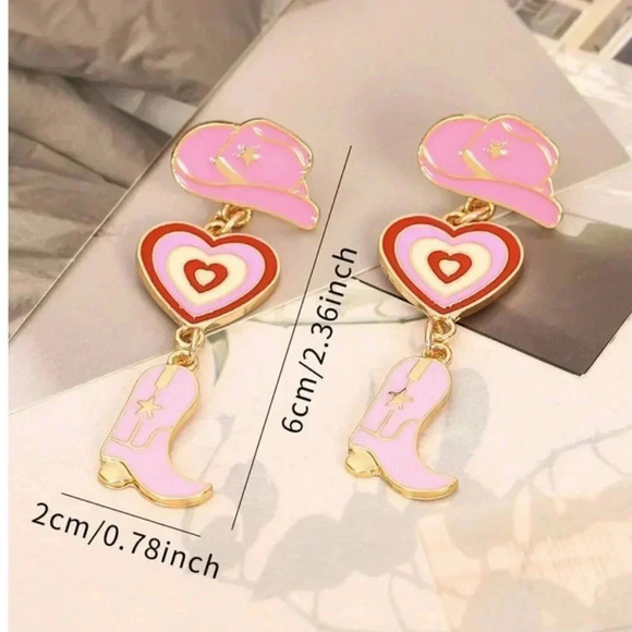 Barbiecore Earrings! Cowgirl! - Picture 2 of 4